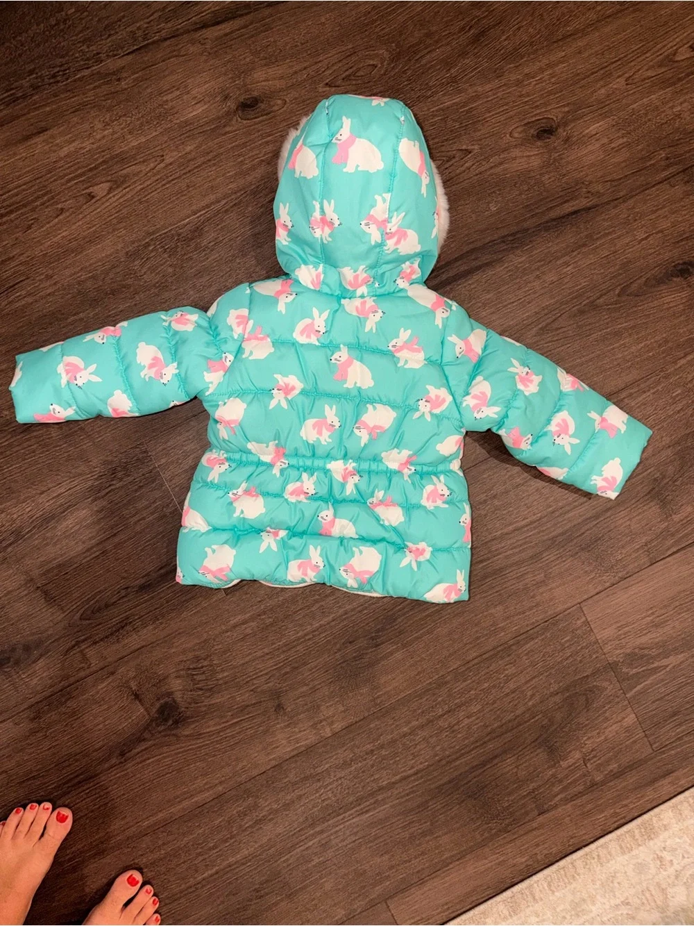 Adorable, ski bunny, puffer jacket by Carter’s
